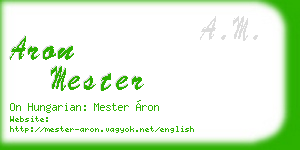 aron mester business card